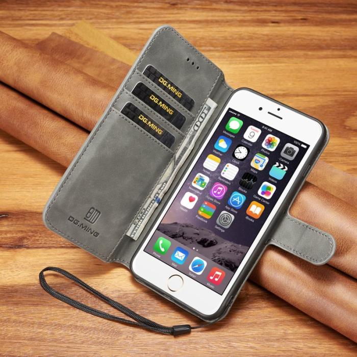 DG.MING - DG.MING Retro Plånboksfodral Konstläder för iPhone 6s Plus - Grå
