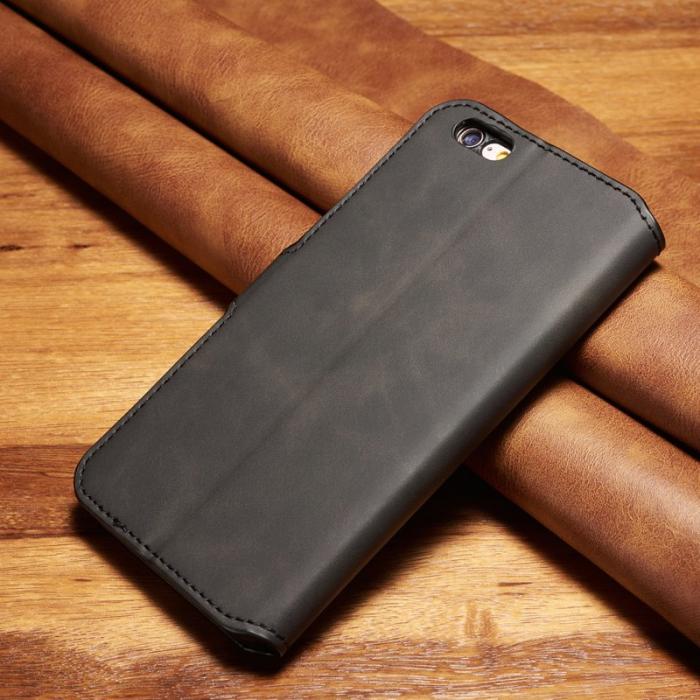 DG.MING - DG.MING Retro Plånboksfodral Konstläder för iPhone 6s Plus - Svart