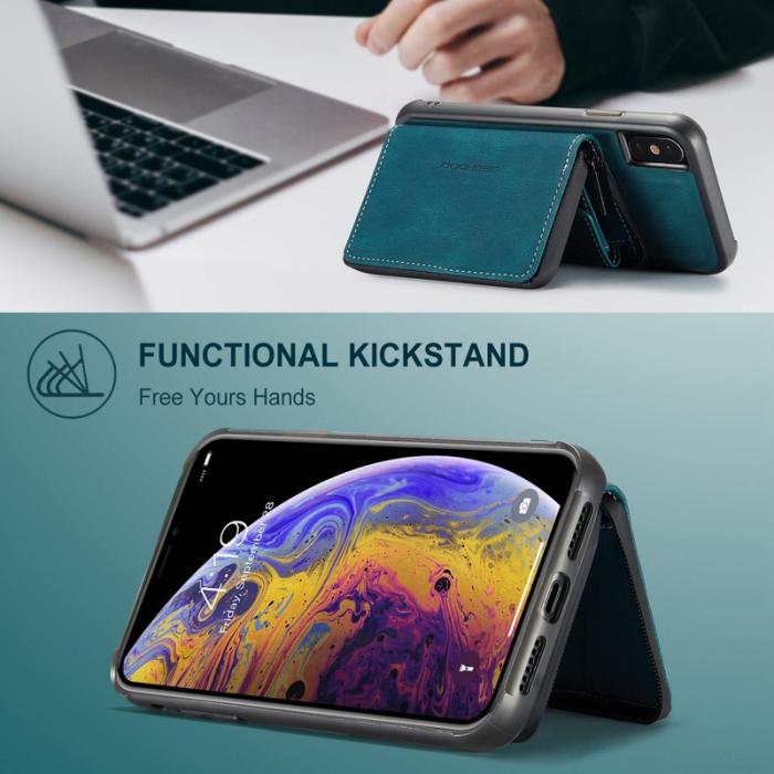 JEEHOOD - JEEHOOD Mobilskal till iPhone X/XS med Kickstand och Magnetisk Zipper - Blå