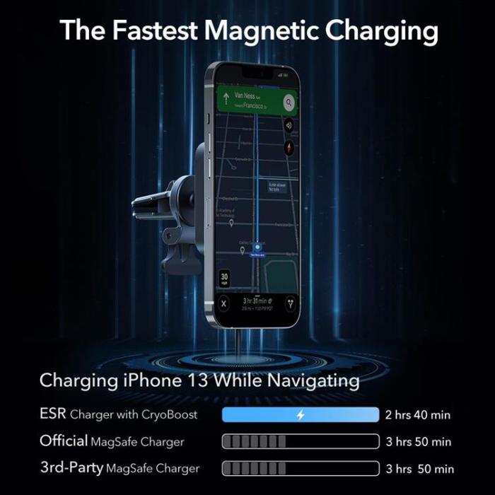 ESR - ESR Halolock Magsafe Magnetic Vent Mobilhållare - Svart