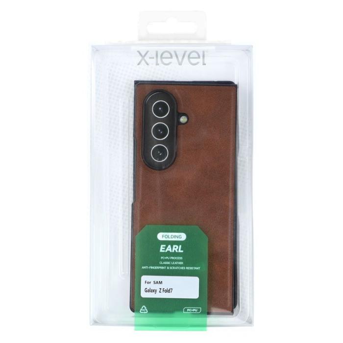 X-Level - X-LEVEL Bojue-3 Samsung Galaxy Z Fold7 Fodral Konstläder Brun