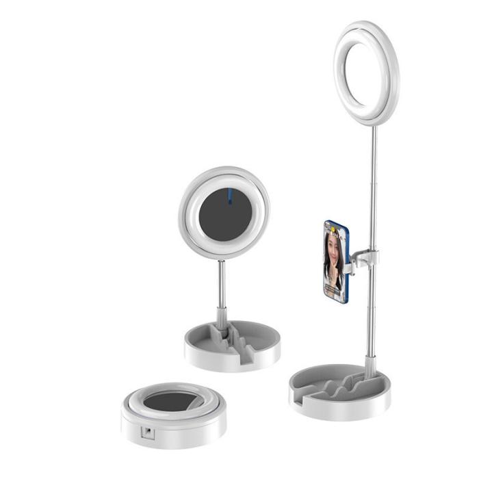 UTGATT5 - Telefonstativ Set LED Selfie Ring Ljusblixt - Vit