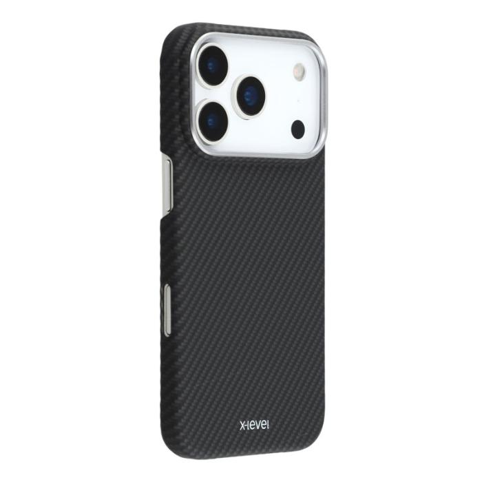 X-Level - X-LEVEL Mobilskal till iPhone 17 Pro Kolfiber Textur Hård PC Svart
