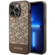 Guess - Guess Mobilskal till iPhone 14 Pro Max MagSafe GCube Stripes - Brun