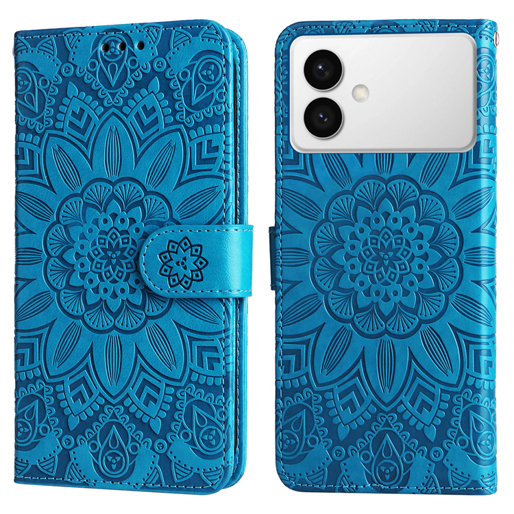 Galaxy S26 Edge Plånboksfodral Sunflower Imprint Läder - Blå | 2353 | AlltMobil