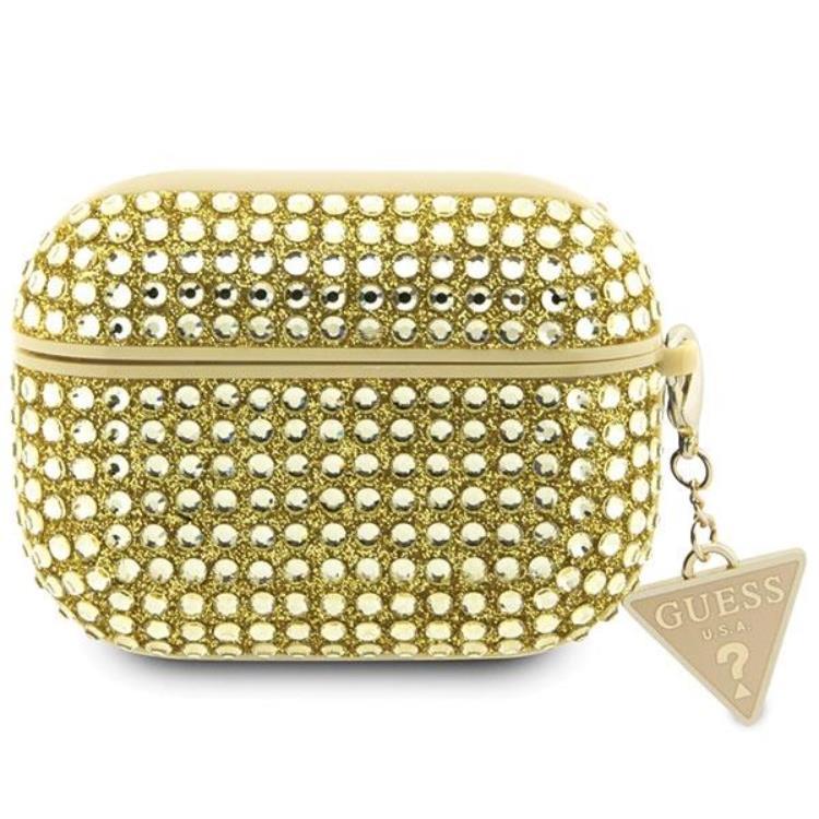 Guess AirPods Pro 2 Skal Rhinestone Triangle Charm - Guld | 2353 | AlltMobil