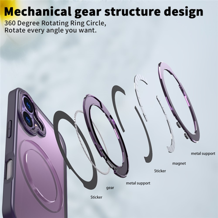 A-One Brand - iPhone 17 Mobilskal Ring Kickstand TPU PC - Mörklila