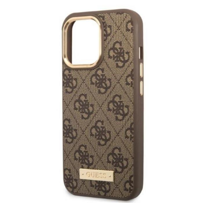 UTGATT1 - Guess iPhone 13 Pro Skal MagSafe 4G Logo Plate - Brun