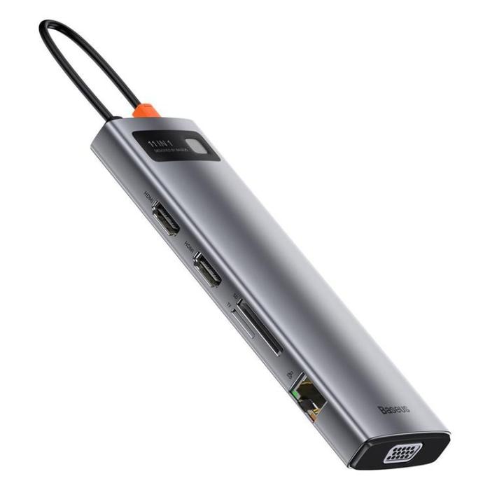 BASEUS - Baseus Metal 11in1 Multifunctional HUB USB-C 100W - Grå