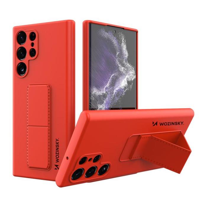 UTGATT1 - Wozinsky Galaxy S22 Ultra Skal Kickstand Silicone - Röd