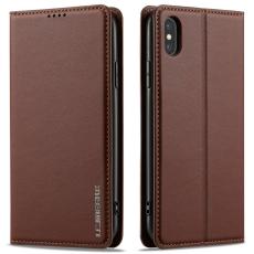 LC.imeeke - LC.IMEEKE L1 Series iPhone XS Max Pl&aring;nboksfodral Konstl&auml;der - Brun
