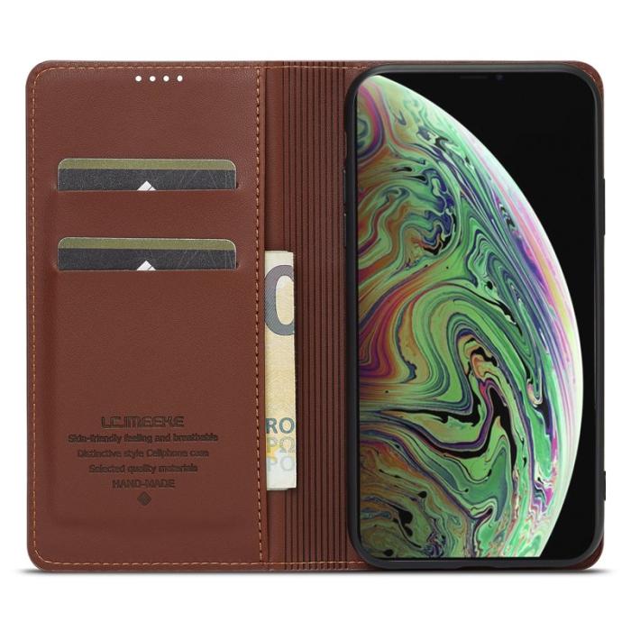 LC.imeeke - LC.IMEEKE L1 Series iPhone XS Max Plånboksfodral Konstläder - Brun