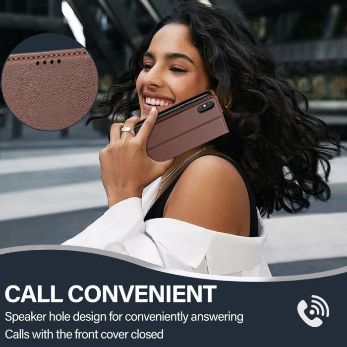 LC.imeeke - LC.IMEEKE L1 Series iPhone XS Max Plånboksfodral Konstläder - Brun
