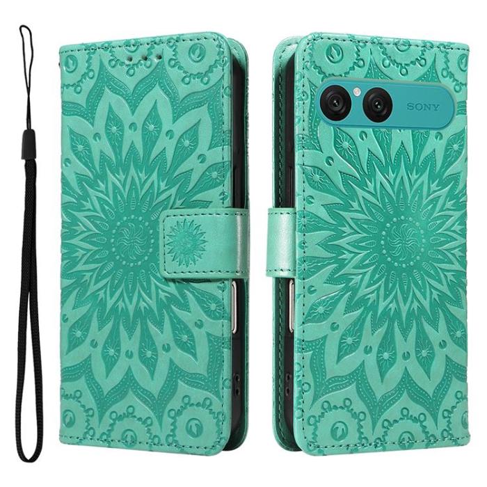 A-One Brand - Sony Xperia 10 VII Plånboksfodral Sunflower Imprinted - Grön