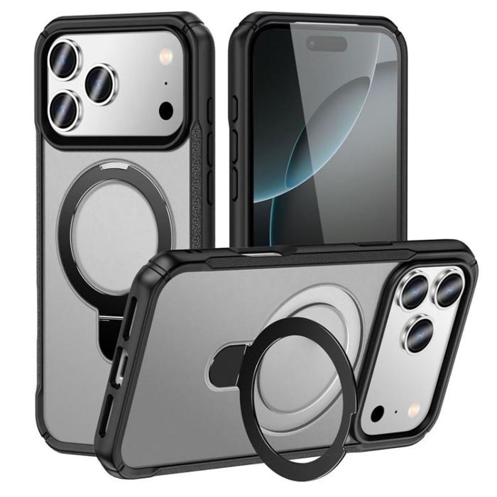 A-One Brand - iPhone 17 Pro Max Mobilskal MagSafe Rotating Kickstand - Matt Svart