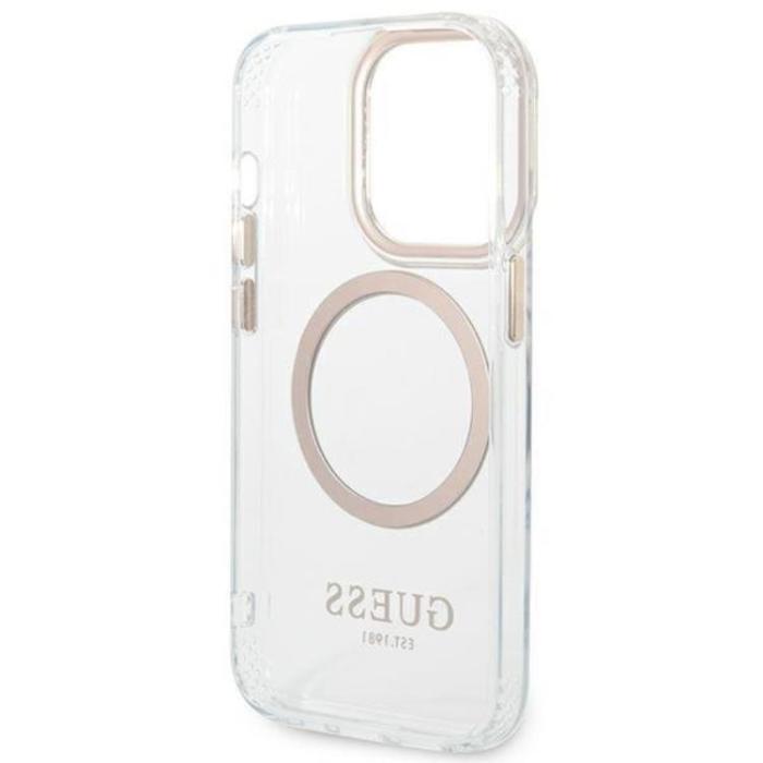 Guess - GUESS iPhone 14 Pro Skal Magsafe Metal Outline - Guld