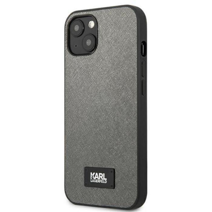 KARL LAGERFELD - Karl Lagerfeld iPhone 13 mini Skal Saffiano Plaque - Silver