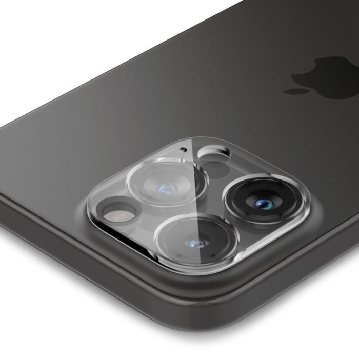 Spigen - [2-PACK] Spigen iPhone 15 Pro/15 Pro Max Kameralinsskydd i Härdat Glas - Clear