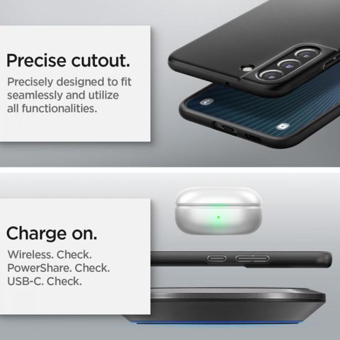 UTGATT - Spigen Thin Fit Skal Galaxy S22 - Svart