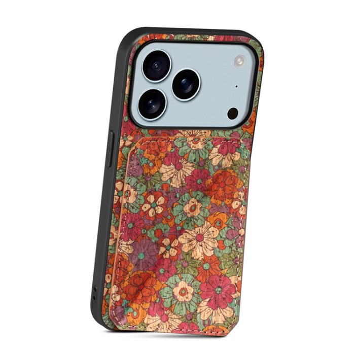 A-One Brand - iPhone 17 Pro Mobilskal Korthållare Blommor - Sommar / Röd