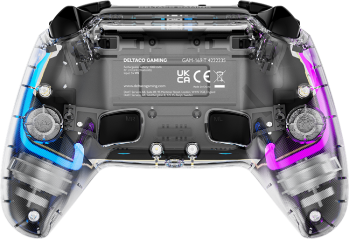 UTGATT1 - Deltaco Gaming Trådlös Controller PS4 - RGB/Transparent