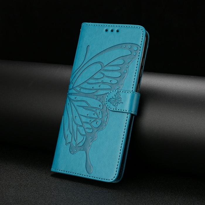 OEM - Samsung Galaxy S26 Ultra Plånboksfodral Fjäril Präglat Konstläder Flip - Blå