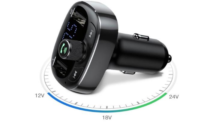 BASEUS - T Typed FM-sändare, Bluetooth-handsfree & Billaddare - Svart