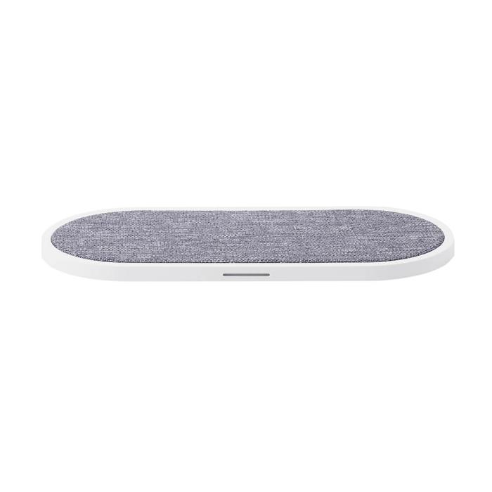 GEAR - GEAR Trådlös Dual QI Laddare USB-C Ansl. 2x10W Vit med Grå Textil