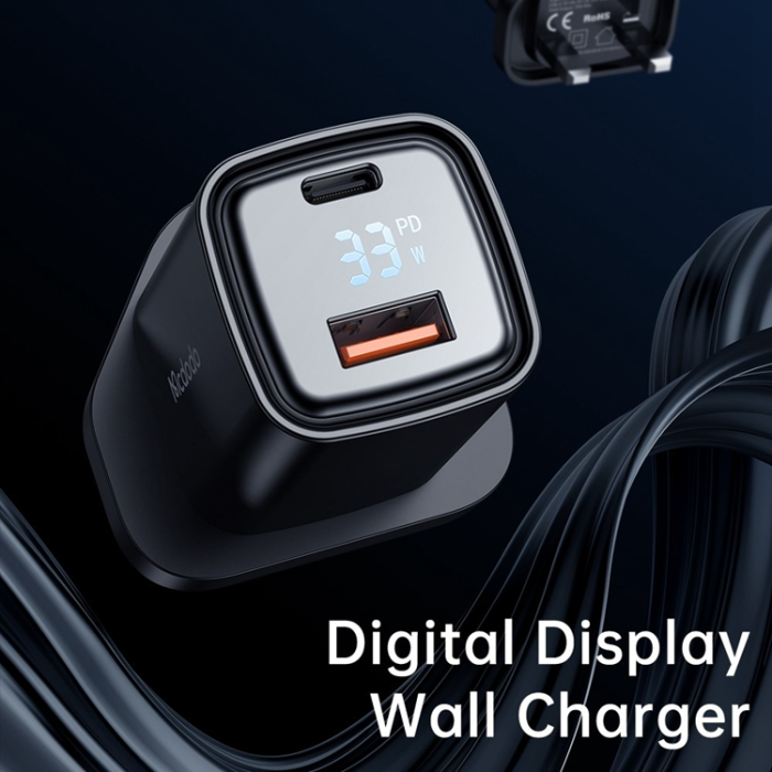 Mcdodo - MCDODO Snabbladdare 33W USB-A - USB-C UK Graphite - Svart