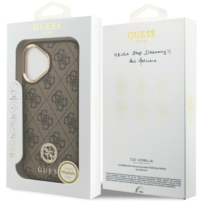 Guess - Guess iPhone 17 Mobilskal Magsafe Strass Logo - Brun