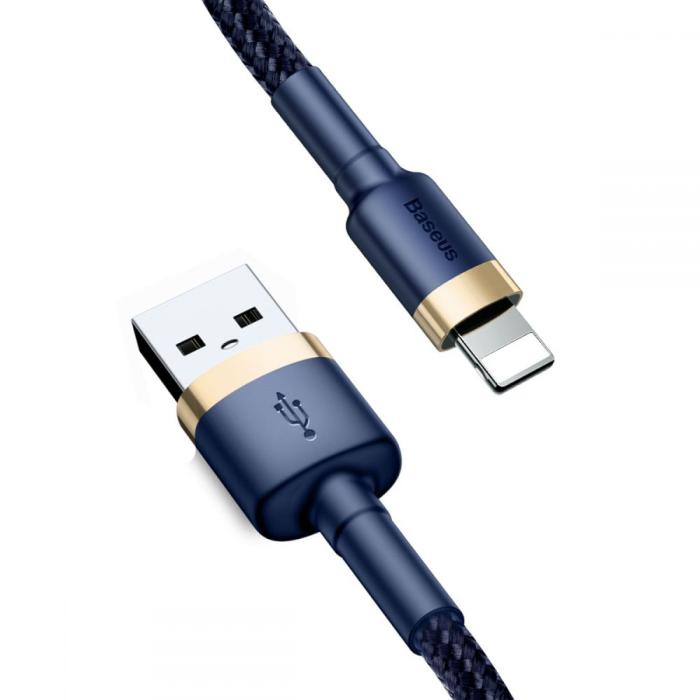 BASEUS - BASEUS Cafule USB-A till Lightning kabel 2m Marinblå / Guld