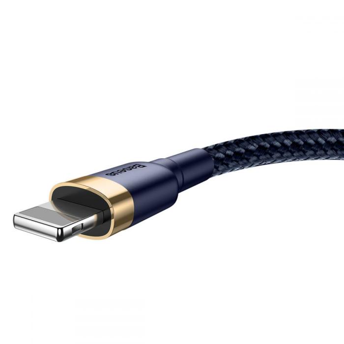 BASEUS - BASEUS Cafule USB-A till Lightning kabel 2m Marinblå / Guld