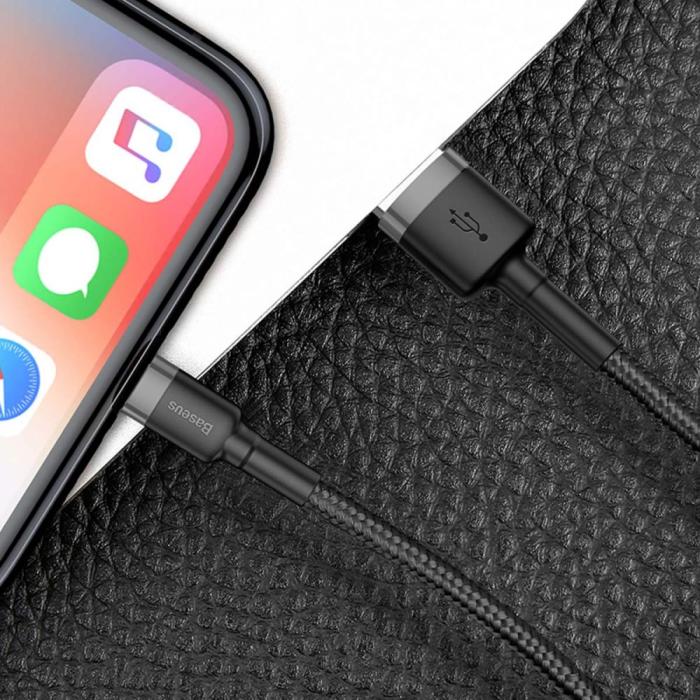 BASEUS - Baseus Cafule USB-A till Lightning kabel 0.5m Grå / Svart
