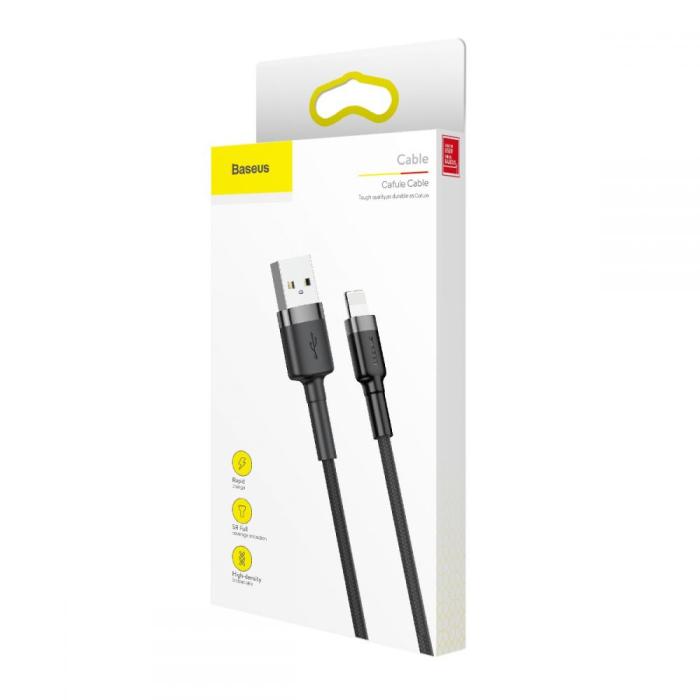 BASEUS - Baseus Cafule USB-A till Lightning kabel 0.5m Grå / Svart