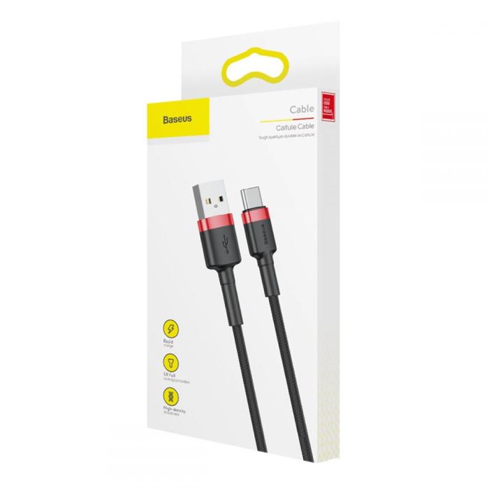 BASEUS - BASEUS Cafule USB-C till USB-A kabel 1m Röd/Svart