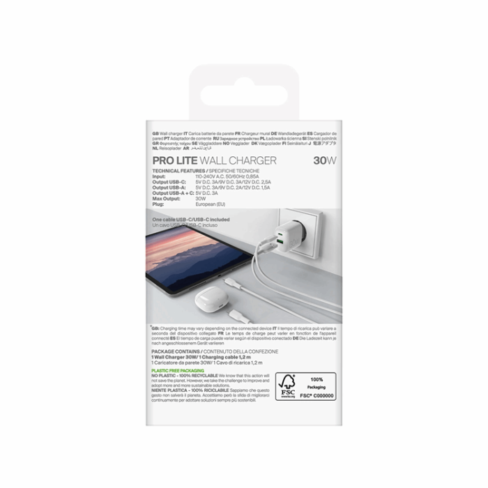 Puro - Puro Snabbladdare 30W + USB-C - USB-C Kabel 1.2m