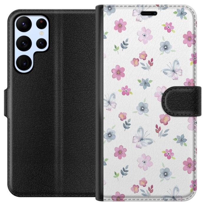 iSecrets - Plånboksfodral till Samsung Galaxy S22 Ultra 5G med Blommor och fjärillar