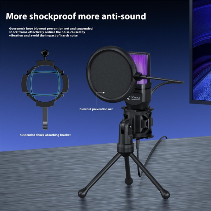A-One Brand - YANMAI Datorspelmikrofon USB-kondensatormikrofon med RGB-ljus SF-777R