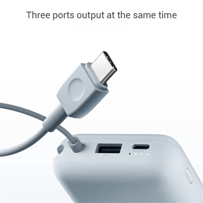 Xiaomi - XIAOMI Powerbank 10000mAh 22.5W med USB-C Kabel - Grå/Blå