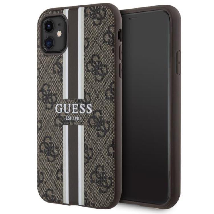 Guess Mobilskal till iPhone 11/XR MagSafe Printed Stripes - Brun | 2353 | AlltMobil