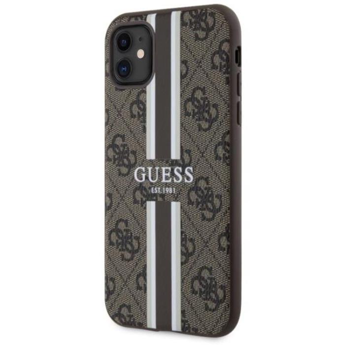 Guess - Guess iPhone 11/XR Mobilskal MagSafe Printed Stripes - Brun