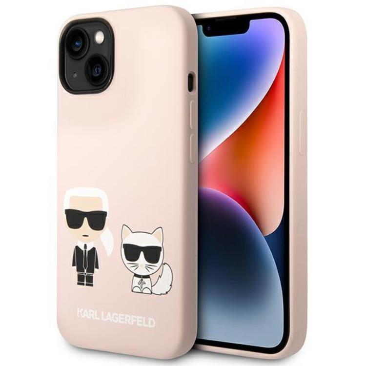 Karl Lagerfeld iPhone 14 Skal Magsafe Silicone Karl & Choupette - Ljusrosa | 2353 | AlltMobil