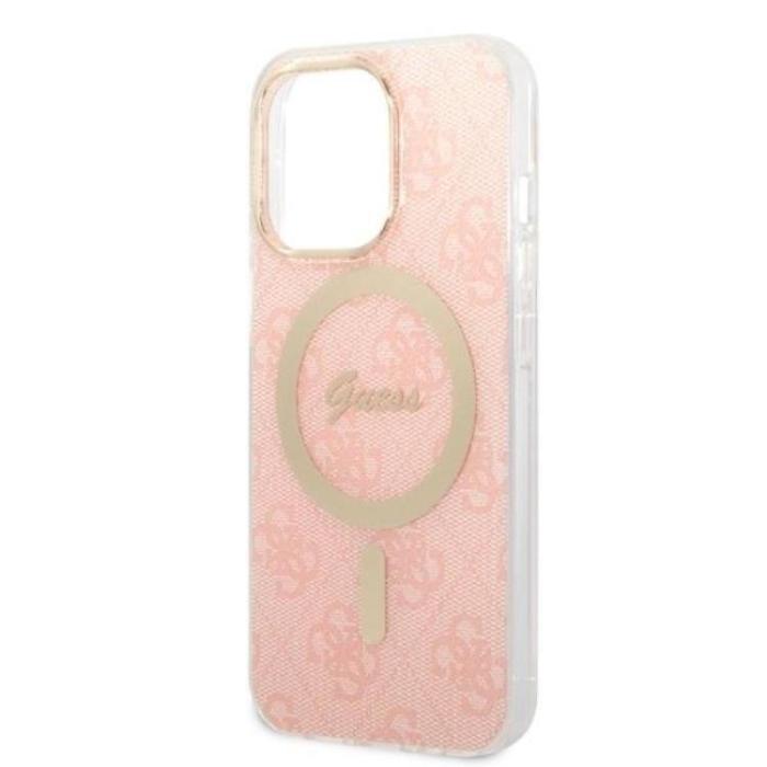 Guess - Guess iPhone 13 Pro Magsafe Skal Print + Trådlös Laddare - Rosa