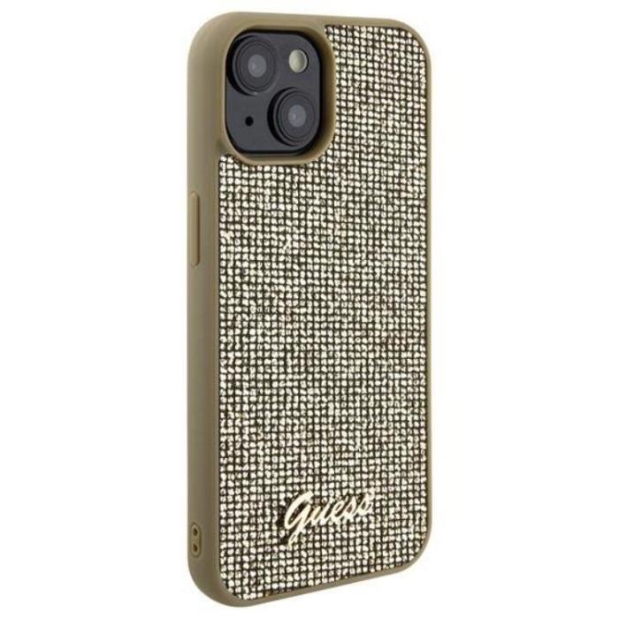 Guess - Guess iPhone 15 Mobilskal Disco Metal Script - Guld