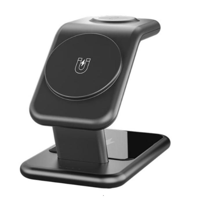 A-One Brand - 3-in-1 Trådlös Laddare Magsafe iPhone, Apple Watch, Airpods 15W - Svart