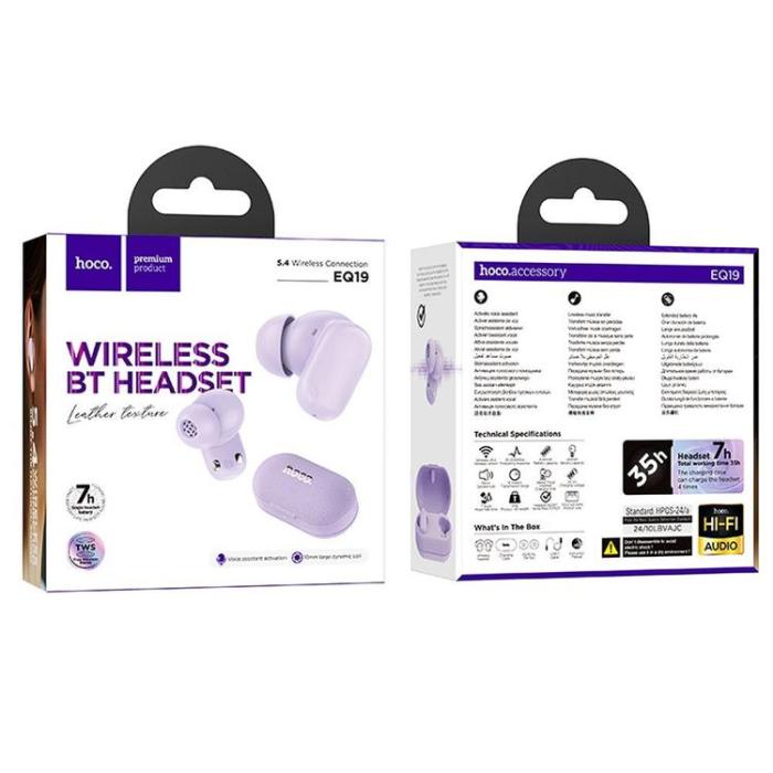 Hoco - Hoco TWS In-Ear Hörlurar Trådlösa Bluetooth EQ19 - Lila