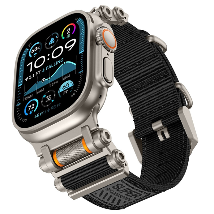 A-One Brand - Apple Watch 42/44/45/46/49mm Armband Nylon - Svart