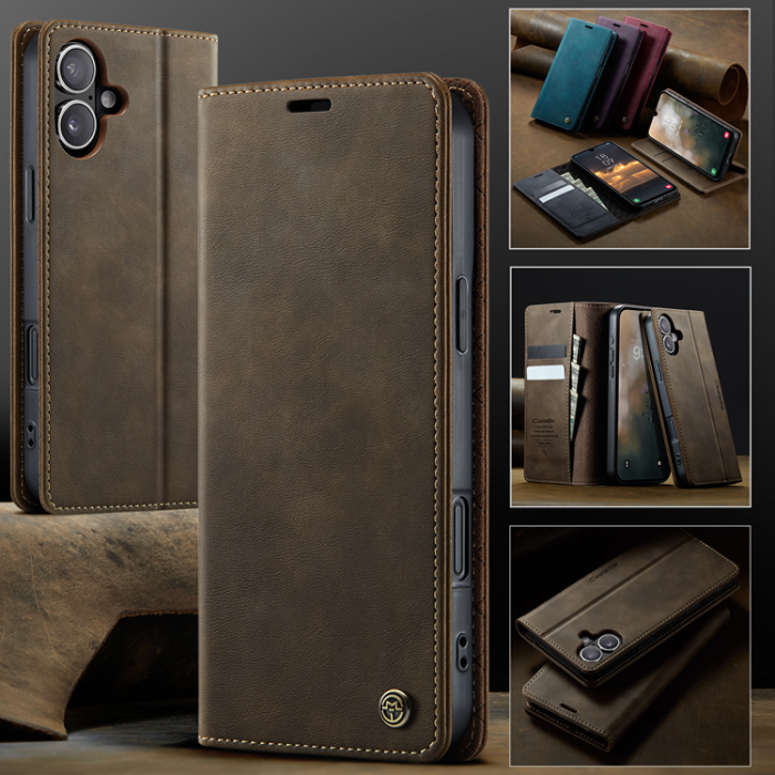 Caseme - Caseme iPhone 17 Plånboksfodral RFID Blocking 033 Series - Kaffe