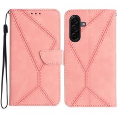 OEM - Mobilskal till Samsung Galaxy S26 KonstL&auml;der Flip- Rosa