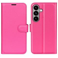 OEM - Litchi Samsung Galaxy S26 Pl&aring;nboksfodral Konstl&auml;der St&ouml;tskydd - Rosar&ouml;d